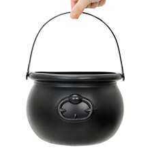 SYNCFUN 7.5'' Large Halloween Black Cauldron, Halloween Candy Cauldron, Candy Kettle, Pot And Bucket, Black Witches Cauldron Candy Holder, Halloween St. Patricks Party Favor Decoration - Black - View 4
