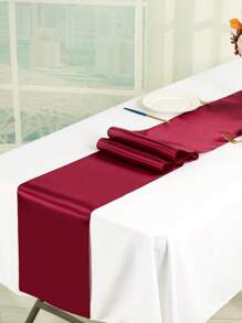 1 pieza Mantel/Sendero de mesa de satén granate para decoración de mesas de bodas/fiestas/banquetes/eventos, para usar en el comedor/cocina - Burdeos - Ver 6