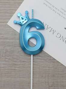 1入組歌劇皇冠生日蠟燭，藍色年齡數字（0-9）生日派對蠟燭