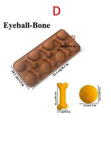 1pc 3D Halloween Silicone Mold, Halloween Pumpkin Bat Skull Ghost Fondant Chocolate Mold For DIY Halloween Gummies, Candy, Jelly, Chocolate, Jello Baking Tools, Kitchen Gadgets Halloween Decor Halloween Party Favors Halloween Party Supplies Halloween Halloween Decor Halloween Decorations Halloween Home Halloween Party Halloween Party - Brown - View 8