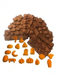 1pc 3D Halloween Silicone Mold, Halloween Pumpkin Bat Skull Ghost Fondant Chocolate Mold For DIY Halloween Gummies, Candy, Jelly, Chocolate, Jello Baking Tools, Kitchen Gadgets Halloween Decor Halloween Party Favors Halloween Party Supplies Halloween Halloween Decor Halloween Decorations Halloween Home Halloween Party Halloween Party - Brown - View 12