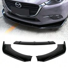 Universal Front Bumper Protector Body Splitter Spoiler Lip - Sơn đen bóng - Xem 2