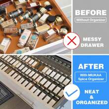 1/4 层透明亚克力香料抽屉整理器，调味罐抽屉插件，厨房调味架托盘，适用于抽屉/台面 1/4 层 - 1 套，带 140 个标签（不含罐子），适合厨房使用，厨房储物用品