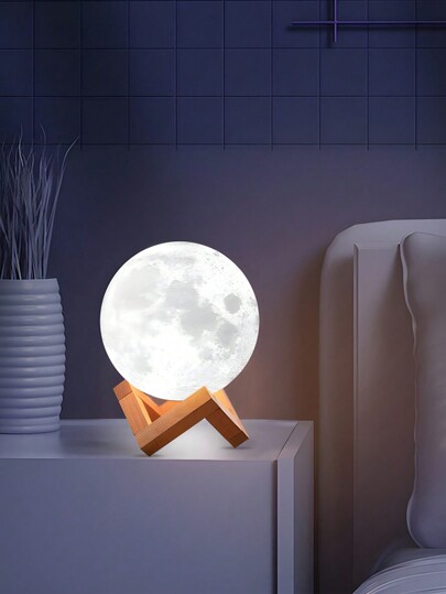 1pc Creative INS Moon Lamp, Bedroom Bedside Table Lamp, Small Night Light, Starry Sky Projection, Dreamlike