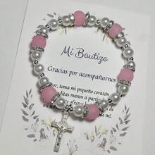 Recuerdo para Bautizo Paquete Pulsera de Cristal 10 Piezas - Rosa - Ver 2