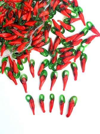 30/60pcs Personalized Glass Chili Pendant, DIY Fashionable Earrings/Necklace/Bracelet Accessories