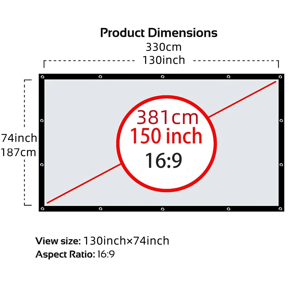 60150 Inch 169 HD Projection Screen Foldable AntiCrease Portable