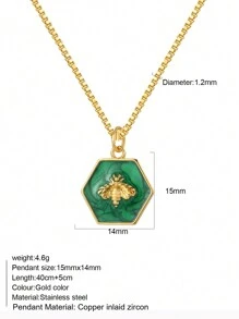 1pc Heart-Shaped Demon Eye, Star & Sun, Turtle, Bee, Conch Shaped Golden Pendant Necklace, Ocean Theme Stainless Steel Women's Jewelry - Yellow Gold - View 57