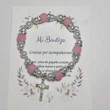 Recuerdo para Bautizo Paquete Pulsera de Cristal 10 Piezas - Rosa - Ver 4