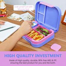 Bento Lunch Box For Big Kids And Adults - Leak-Proof 44oz Lunch Containers For Removable Divider With 3 Or 4 Compartments & Dip Container, Dishwasher/Microwave Compatible - Purple - View 4