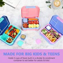Bento Lunch Box For Big Kids And Adults - Leak-Proof 44oz Lunch Containers For Removable Divider With 3 Or 4 Compartments & Dip Container, Dishwasher/Microwave Compatible - Purple - View 2