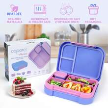 Bento Lunch Box For Big Kids And Adults - Leak-Proof 44oz Lunch Containers For Removable Divider With 3 Or 4 Compartments & Dip Container, Dishwasher/Microwave Compatible - Purple - View 3