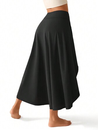 Women's 2-In-1 High Waist Split Sports Skirt With Inner Shorts Pockets, Lightweight & Stretchy For Active Wear-Casual Solid Color Sports Skort, Women's Activewear.