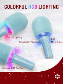 FIFINE Wireless Bluetooth Karaoke Microphone With Built-In Speaker, Blue - Blue - View 3