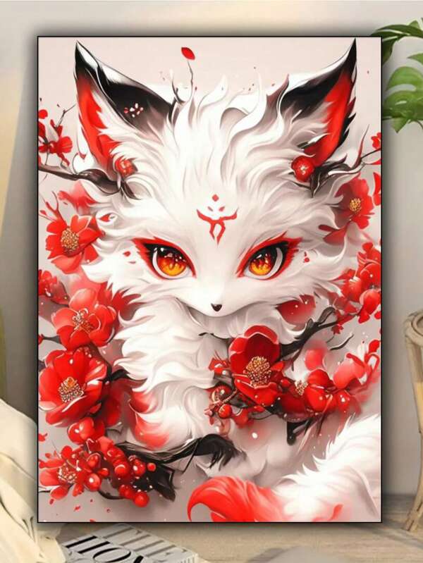 DIY Red Plum Blossom White Fox 5D DIY Diamond Painting New 2024 Cross Stitch Kits Mosaic Diamond Embroidery Home Decor Gift