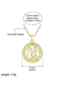 Colier cu pandantiv STYLEVER, placat cu aur de 14K, 1 buc. 12 constelații, Colier cu lanț clavicular în formă rotundă, în stil pentru femei și bărbați, constelație simplă, cadou de înaltă calitate