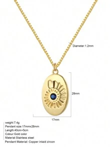 1pc Heart-Shaped Demon Eye, Star & Sun, Turtle, Bee, Conch Shaped Golden Pendant Necklace, Ocean Theme Stainless Steel Women's Jewelry - Yellow Gold - View 21