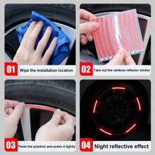 20 Chiếc Xe Bánh Xe Vành Miếng Dán Phản Quang, Nhiều Màu Sắc Phát Sáng Trong Bóng Tối Đỏ Trang Trí Bánh Xe Sọc Miếng Dán ban Đêm Miếng Dán - Đỏ - Xem 8