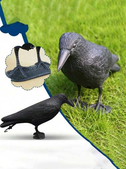 Statua finta di corvo, scultura di uccello corvo per esterni, decorazione creativa per giardino, cortile, decorazione animale per esterni, simulazione di corvo nero, repellente per piccioni, decorazione da giardino