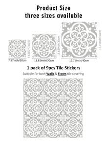 SUPSTICKER 9/36片地中海風印花防水防滑正方形牆面與地板貼紙，3種尺寸，適用浴室 - 彩色 - 查看 6