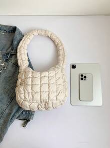 乳白色褶皺雲朵腋下包 - 米色 - 查看 5