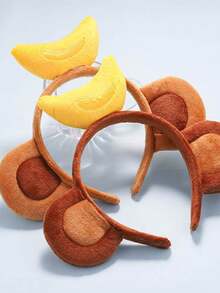 1PC Plush Animal Ears And Horns Headband-Halloween Christmas Festival Theme Party Animal Cosplay Costume Headbands The Top Banana Headband Animals Monkey Costume Accessories - Brown - View 5