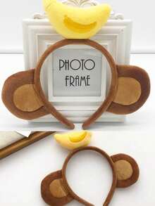 1PC Plush Animal Ears And Horns Headband-Halloween Christmas Festival Theme Party Animal Cosplay Costume Headbands The Top Banana Headband Animals Monkey Costume Accessories - Brown - View 3