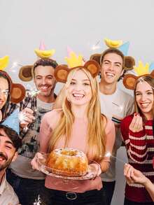 1PC Plush Animal Ears And Horns Headband-Halloween Christmas Festival Theme Party Animal Cosplay Costume Headbands The Top Banana Headband Animals Monkey Costume Accessories - Brown - View 2