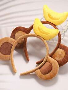 1PC Plush Animal Ears And Horns Headband-Halloween Christmas Festival Theme Party Animal Cosplay Costume Headbands The Top Banana Headband Animals Monkey Costume Accessories - Brown - View 6