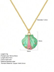 1pc Heart-Shaped Demon Eye, Star & Sun, Turtle, Bee, Conch Shaped Golden Pendant Necklace, Ocean Theme Stainless Steel Women's Jewelry - Yellow Gold - View 31