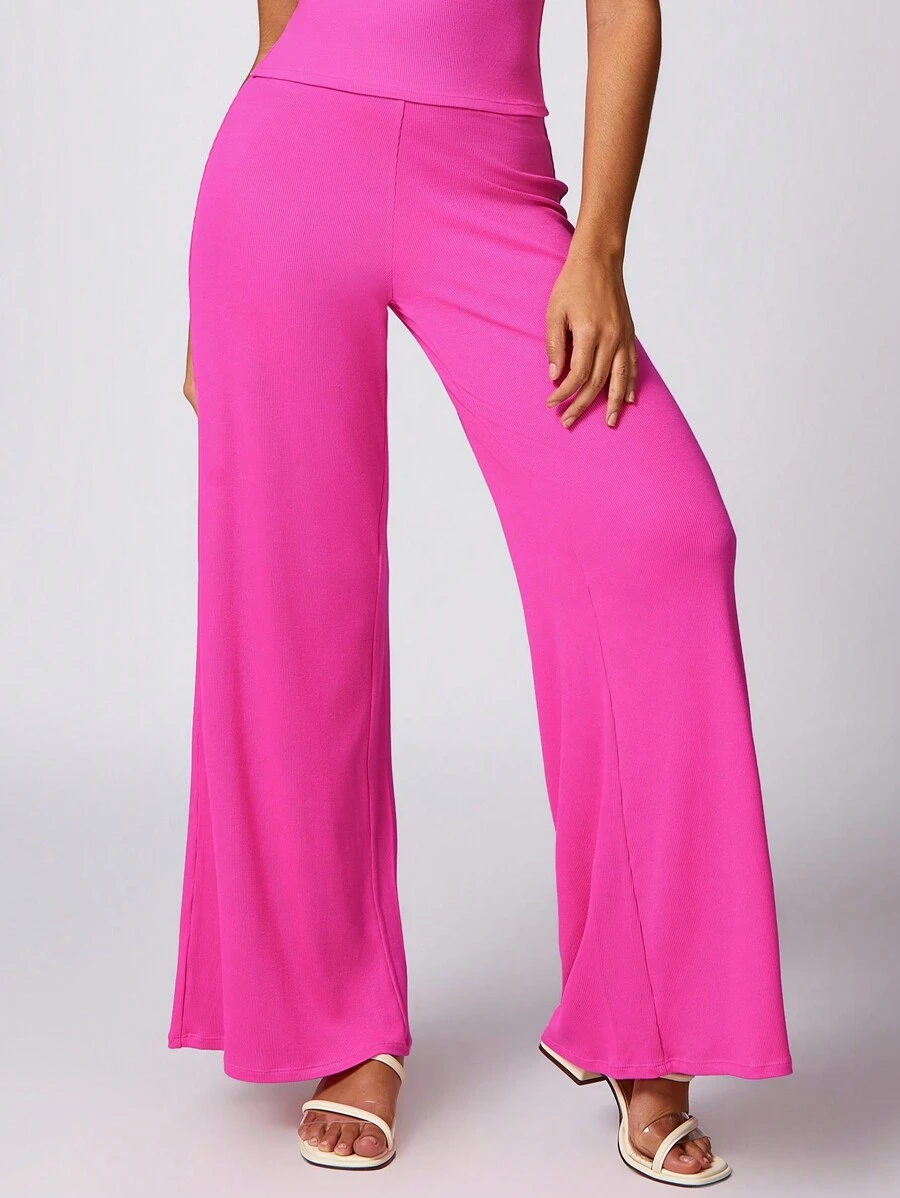 MASKERT Women's Yoga, Fitness, Leisure, Sports Pants, Wide Leg Pants, Home Casual Pants, Commuting Pants, Skin Friendly And Comfortable - Bubblegum Pink - View 1