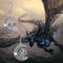 Adorables boucles d'oreilles vintage avec dragon et lune - bijoux polyvalents pour les occasions spéciales - idée de cadeau réconfortante pour les femmes, les mères, la famille et les amis - parfaits pour rehausser les tenues de Noël, Halloween, Nouvel An et la Saint-Valentin, mère, Fête des mères, cadeau