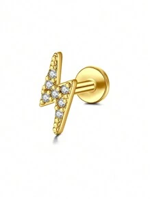CIZME 1PC Gold Cubic Zirconia Cartilage Earrings, Lip Rings, Stud Piercing Jewelry For Cartilage/Tragus/Helix/Conch, Stainless Steel Helix Tragus Cartilage Earring For Women, 16G 20G Cartilage Earring, Helix Earrings Flat Back Cartilage Helix Conch Piercing Jewelry For Women, 16G 20G Tragus Earrings For Women, Flat Back Cartilage Earring Stainless Steel, Flat Back Stud Earrings Labret Conch Helix Cartilage Tragus Piercing Jewelry