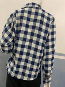 Women Blouses - 藍白色 - 查看 4