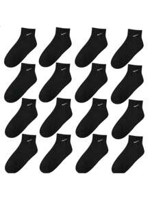 16 Pairs Simple Solid Color Striped Mid-Calf Socks For Kids And Infants - Black - View 1
