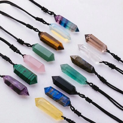 1pc Natural Crystal Two Point Pendant Exquisite Fashion Promotes Relaxation Clarity Accessory Colors Available Perfect Gift Idea