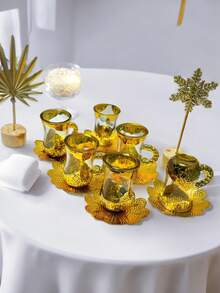 3 piezas Tazas de café de lujo exóticas de vidrio, taza de té negro, taza de té con flores, taza de café de vidrio - Multicolor - Ver 10