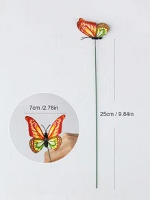 5 piezas Estacas de madera con mariposas de colores aleatorios de 7cm/22cm para decoración - Multicolor - Ver 14