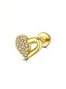 CIZME 1PC Gold Cubic Zirconia Cartilage Earrings, Lip Rings, Stud Piercing Jewelry For Cartilage/Tragus/Helix/Conch, Stainless Steel Helix Tragus Cartilage Earring For Women, 16G 20G Cartilage Earring, Helix Earrings Flat Back Cartilage Helix Conch Piercing Jewelry For Women, 16G 20G Tragus Earrings For Women, Flat Back Cartilage Earring Stainless Steel, Flat Back Stud Earrings Labret Conch Helix Cartilage Tragus Piercing Jewelry