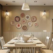 牆上盤子掛勾，盤子牆掛架，用於展示盤子的掛架，可掛在牆上，盤子掛勾，裝飾盤子掛勾，可掛在牆上的裝飾盤子 - 金色 - 查看 10