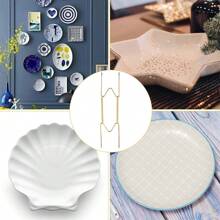 牆上盤子掛勾，盤子牆掛架，用於展示盤子的掛架，可掛在牆上，盤子掛勾，裝飾盤子掛勾，可掛在牆上的裝飾盤子 - 金色 - 查看 4