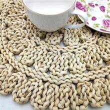 1/2/4pcs  Round Woven Placemats  Natural Corn Stalk   Place Mats, Boho Wicker Placemats, Table Mats For Dining Table - Natural Color - View 7