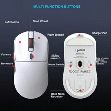 HXSJ輕便型3模式可充電無線/有線滑鼠，即插即用的光學滑鼠，適用於家庭、遊戲和辦公室使用 - 白色 - 查看 8