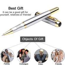 Juego de regalo de un bolígrafo de lujo con recarga de bola de línea negra de 0,5 mm de ancho para hombres y mujeres, profesionales ejecutivos, oficina, bolígrafos elegantes y estuche de regalo clásico, de vuelta a la escuela