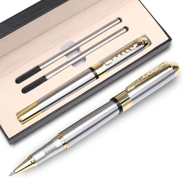 Luxury Roller Ball Pen Line Black Refill Width 0.5mm Gift Set For Men & Women Professional Executive, Office, Nice Ball Pens Classy Gift Box Back To School