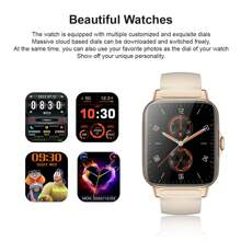 Correa de reloj de silicona unisex caliente, reloj inteligente deportivo con función de llamada telefónica, seguimiento de pasos/calorías/distancia, alarma y notificación de llamadas, multifunción, pantalla táctil HD de 2,01 pulgadas, compatible con Android e iOS como regalo para estudiantes que regresan a la escuela - Dorado - Ver 4