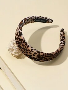 1 件复古豹纹海绵宽头带，适合女孩，可爱又可爱，韩国发饰 - 彩色 - 查看 1