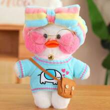 1 Pieza 30 Cm Juguetes De Peluche Con Atuendos Para Pato Con Ácido Hialurónico, Muñeco De Animal De Peluche Amarillo Y Caricatura Para Cumpleaños/navidad/año Nuevo Chino/celebración Anual De La Empresa - Diadema a rayas de pato blanco suéter de elefante bordado bolso marrón - Ver 8