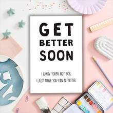 1pc Get Well Soon Greeting Card With Envelope - Encouraging Good Luck Wishes For Anyone - Recovery And Improvement Blessing Card For Patients - Red - View 5