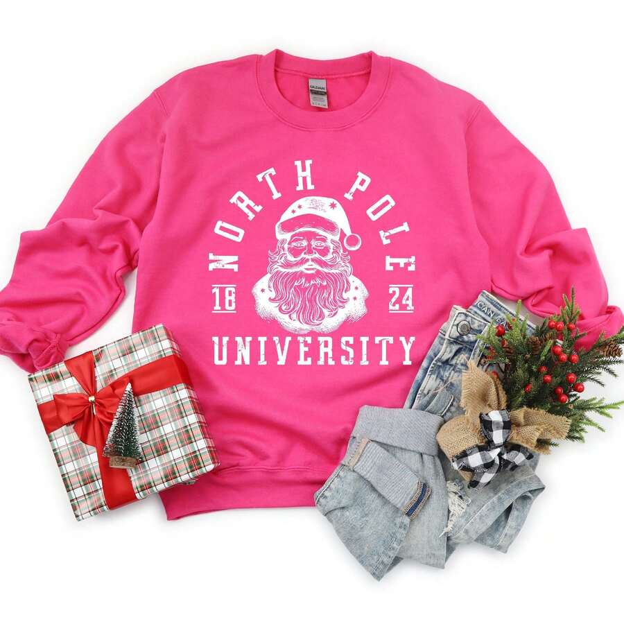 North Pole Santa 1824 | Sweatshirt - Watermelon Pink - View 1